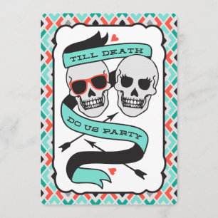 Till Death - Turquoise en Oranje bruiloft Kaart