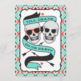 Till Death - Turquoise en Oranje bruiloft Kaart
