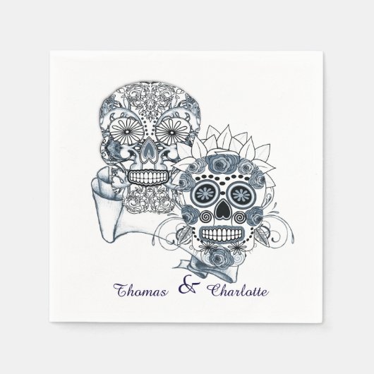 Till Death Us Do Part Sugar Skull Bruidegom Servet (Voorkant)