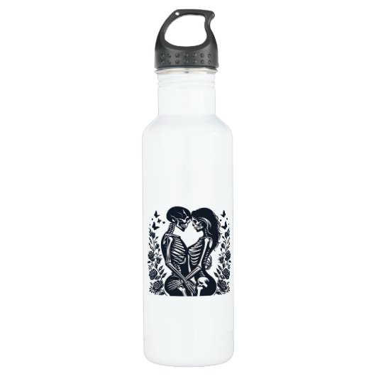 Till Death We – Skeleton Couple Gothic Design Clas Waterfles (Voorkant)