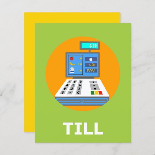 TILL Flashcard voor Initiaal T 1 Lettergreep Woord (Voorkant / Achterkant)