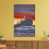 Tillamook Lighthouse Vintage Travel Poster Canvas Afdruk (Insitu (Woonkamer))