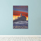 Tillamook Lighthouse Vintage Travel Poster Canvas Afdruk (Insitu (Houten vloer))