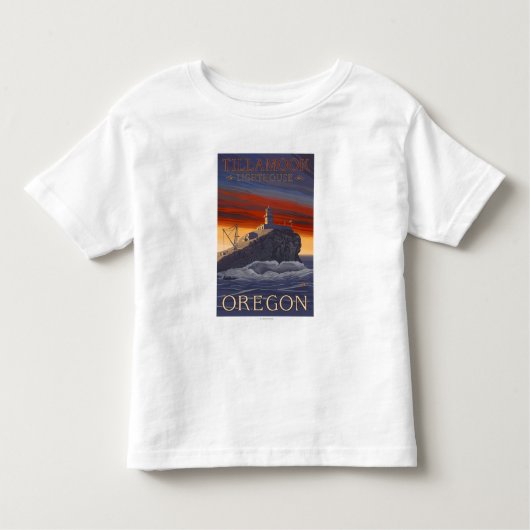 Tillamook Lighthouse Vintage Travel Poster Kinder Shirts (Voorkant)