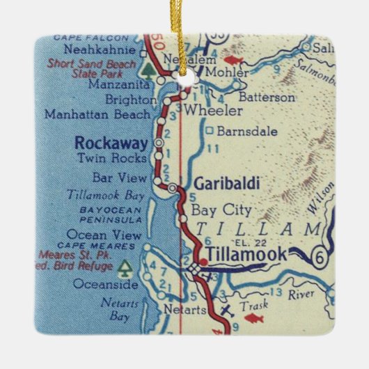 Tillamook OF  kaart Keramisch Ornament (Voorkant)