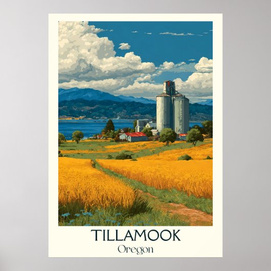 Tillamook Oregon  boerderij vuurtoren kunst Poster (Voorkant)