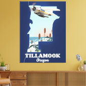 Tillamook Oregon-reiskaart Canvas Afdruk (Insitu (Woonkamer))