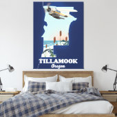 Tillamook Oregon-reiskaart Canvas Afdruk (Insitu (Slaapkamer))