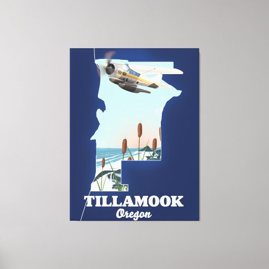Tillamook Oregon-reiskaart Canvas Afdruk (Voorkant)
