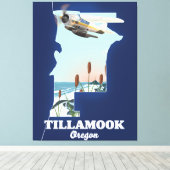 Tillamook Oregon-reiskaart Canvas Afdruk (Insitu (Houten vloer))