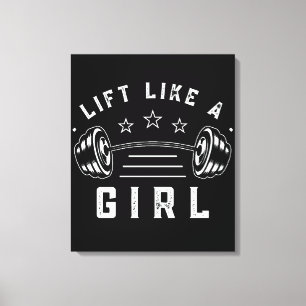 Tillen Als een Meisje Gym Quote Canvas Afdruk
