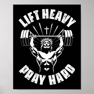 Tillen Zwaar Bidden Hard Christelijke Bodybuilding Poster