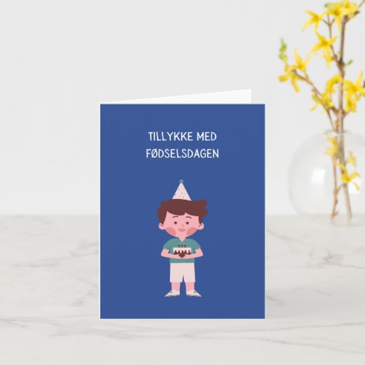 Tillykke med fødselsdag, Deense verjaardag Kaart (Gele Bloem)