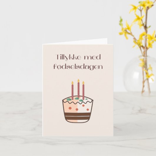 Tillykke med fødselsdag, Deense verjaardag Kaart (Gele Bloem)