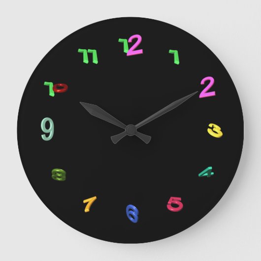 Tilted Colorful Numbers Grote Klok (Voorkant)