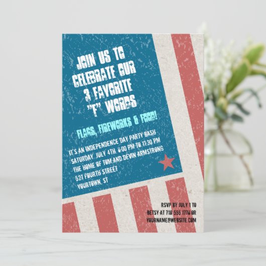 Tilted Grunge Flag Onafhankelijkheidsdag Party Kaart (Staand voorkant)