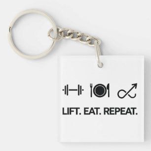 Tilten. Eten. Herhalen. - Motiverend fitnessontwer Sleutelhanger