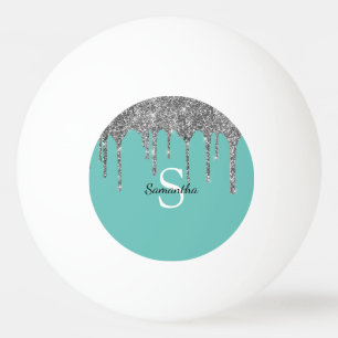 Tilver Zilver Glitter Sparkel Drips Monogram Naam Pingpongbal