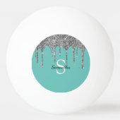 Tilver Zilver Glitter Sparkel Drips Monogram Naam Pingpongbal (Achterkant)