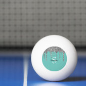 Tilver Zilver Glitter Sparkel Drips Monogram Naam Pingpongbal (Net)