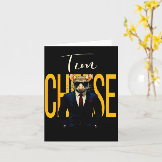 Tim Cheese - Funny Secret Agent Mouse Brainrot Kid Kaart (Gele Bloem)