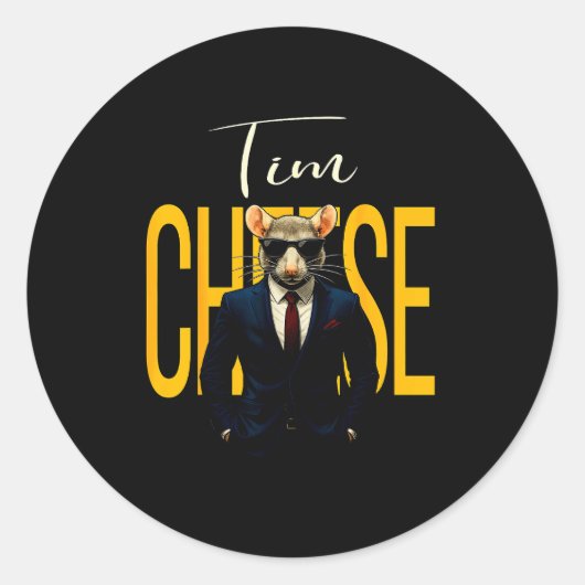 Tim Cheese - Funny Secret Agent Mouse Brainrot Kid Ronde Sticker (Voorkant)