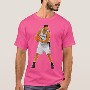 Tim Duncan (21) houdt de bal vast T-shirt