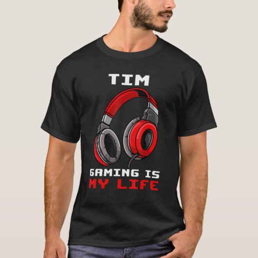 Tim Gaming is mijn leven gepersonaliseerd T-shirt (Voorkant)