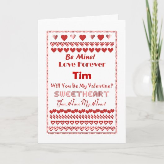 Tim Happy Valentine's Day Hearts Hearts Hearts Hea Feestdagen Kaart (Voorkant)