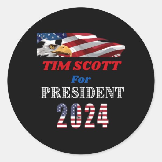 Tim Scott voor President Republikeinse Politieke C Ronde Sticker (Voorkant)