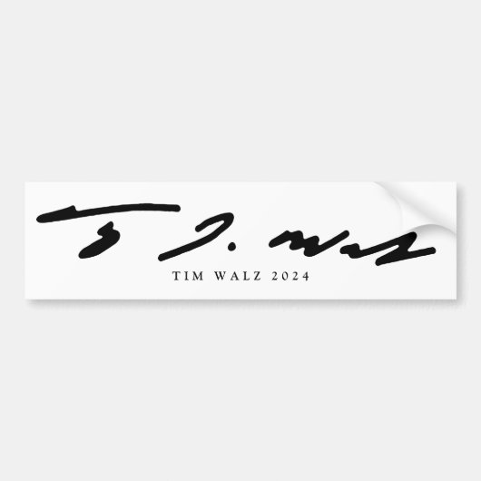 Tim Walz 2024 Handtekening Bumpersticker (Voorkant)