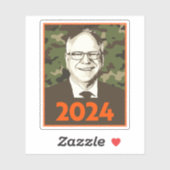 Tim Walz 2024 Hoop in Camouflage Sticker (Vel)