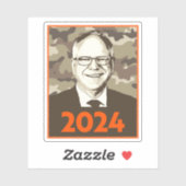 Tim Walz 2024 Hoop in Camouflage Sticker (Vel)