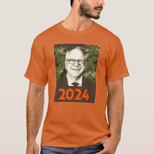 Tim Walz 2024 Hoop in Camouflage T-shirt