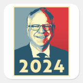 Tim Walz 2024 Vierkante Sticker (Voorkant)
