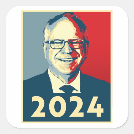 Tim Walz 2024 Vierkante Sticker (Voorkant)