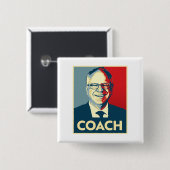 Tim Walz COACH Vierkante Button 5,1 Cm (Voorkant /achterkant)