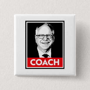 Tim Walz COACH Vierkante Button 5,1 Cm
