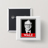 Tim Walz Fan Club Vierkante Button 5,1 Cm (Voorkant /achterkant)