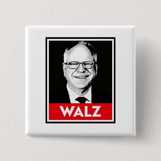 Tim Walz Fan Club Vierkante Button 5,1 Cm (Voorkant)