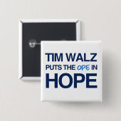 Tim Walz Fan Club Vierkante Button 5,1 Cm (Voorkant /achterkant)