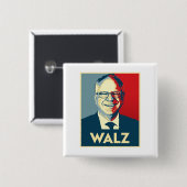 Tim Walz Fan Club Vierkante Button 5,1 Cm (Voorkant /achterkant)