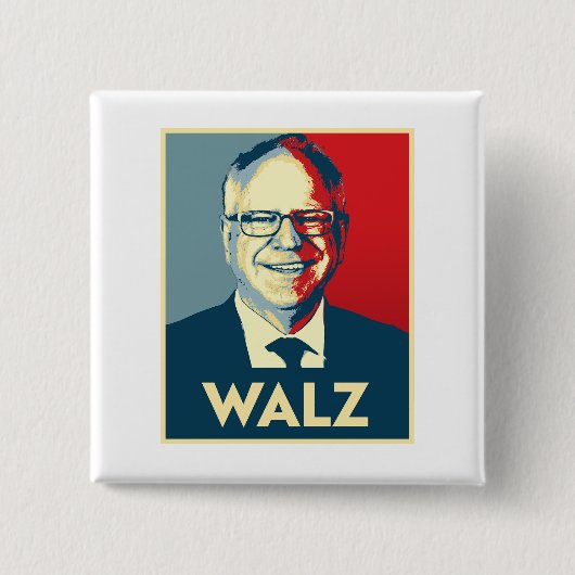 Tim Walz Fan Club Vierkante Button 5,1 Cm (Voorkant)