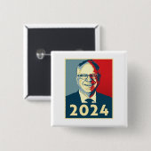 Tim Walz Fan Club Vierkante Button 5,1 Cm (Voorkant /achterkant)