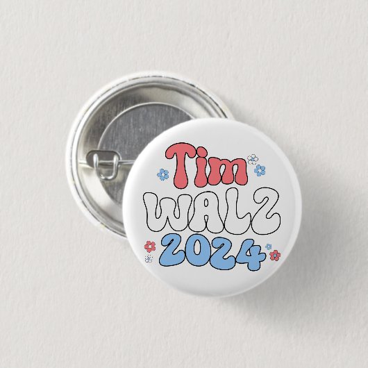 Tim Walz Retro Hippie Style Ronde Button 3,2 Cm (Voorkant /achterkant)