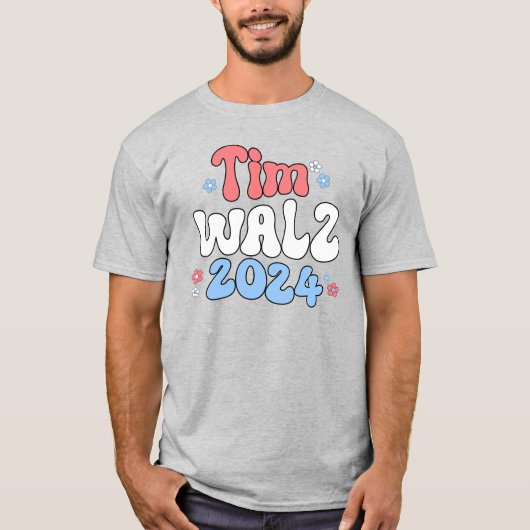 Tim Walz Retro Hippie Style T-shirt (Voorkant)