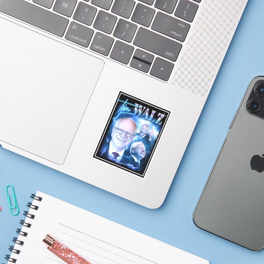 Tim Walz Retro jaren '90 Sticker (Laptop met iPhone)