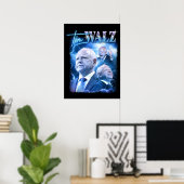 Tim Walz Retro jaren 90 stijl Poster (Thuiskantoor)