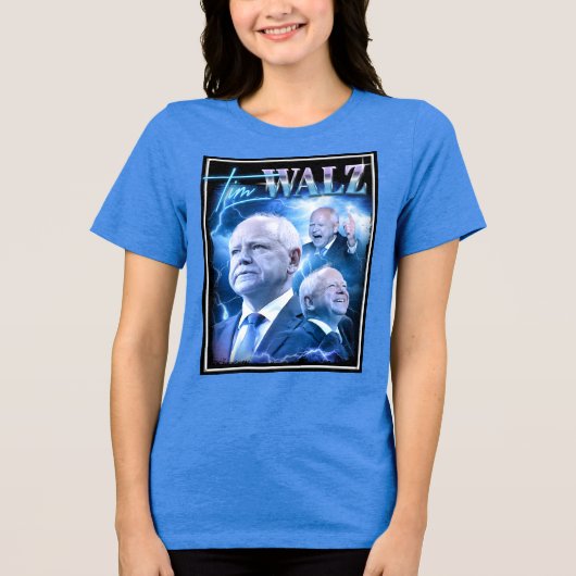 Tim Walz Retro jaren 90 stijl Tri-Blend Shirt (Voorkant)