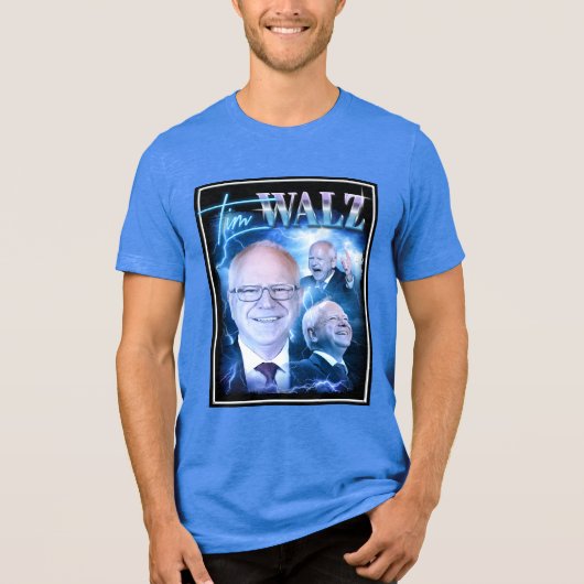 Tim Walz Retro jaren '90 Tri-Blend Shirt (Voorkant)